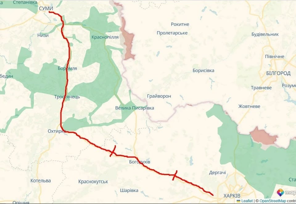 Росія почала атакувати транспортне сполучення Харків — Суми - фото 1