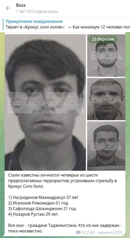 Причетні особи до теракту в Крокусі 22 березня