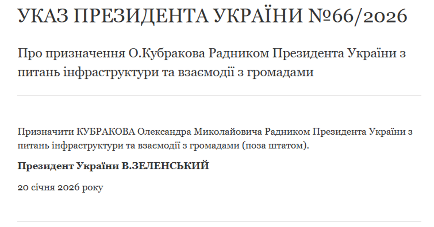 Зеленський призначив Кубракова своїм радником