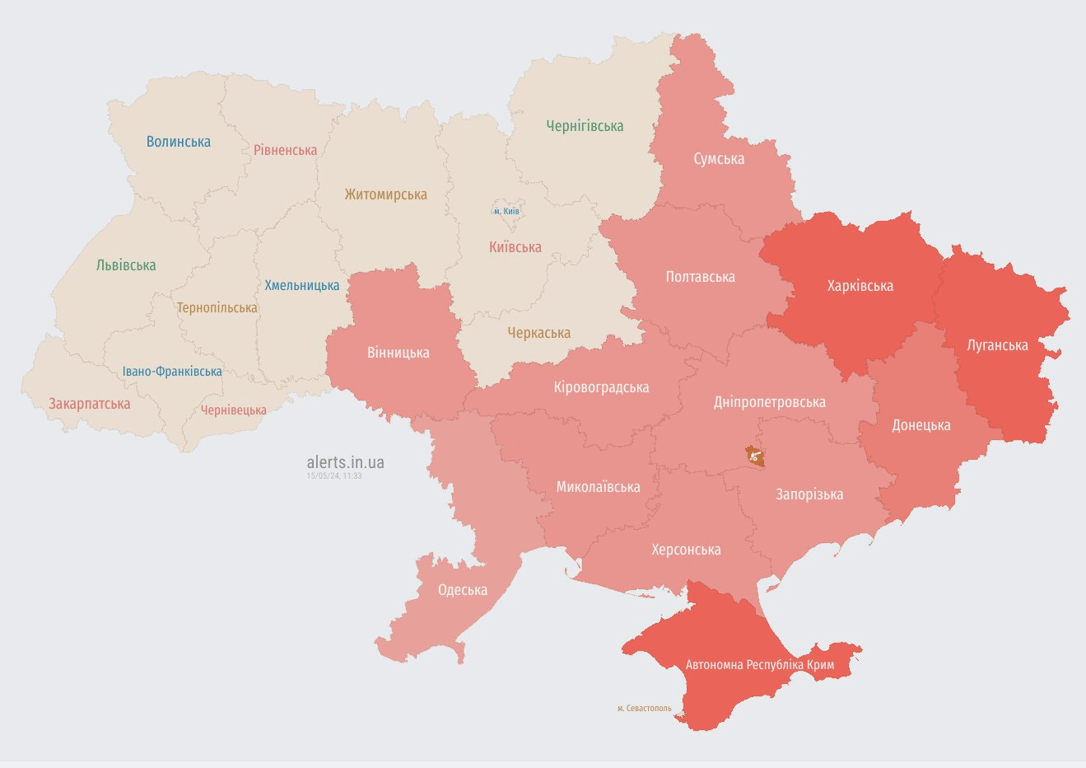 Тривога в Україні 15 травня