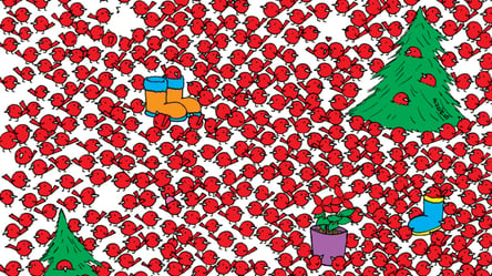 Лише найуважніші помітить три червоних яблука серед зграї червоних птахів - 285x160