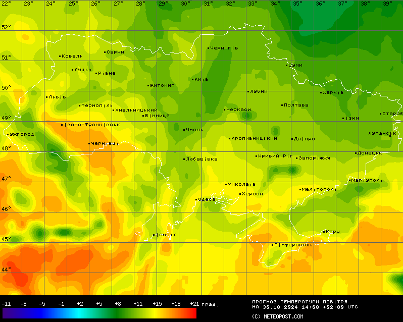 Температурная карта. Фото: Метеопост