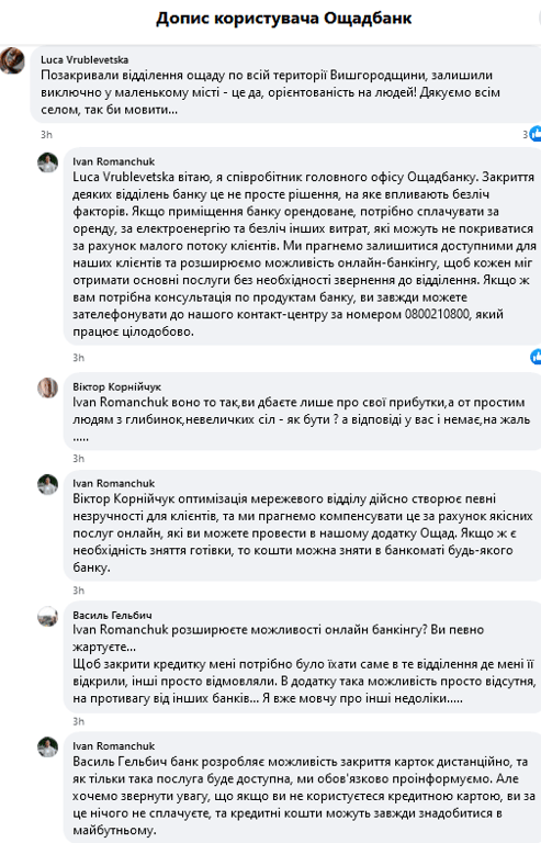 Ощадбанк скарги