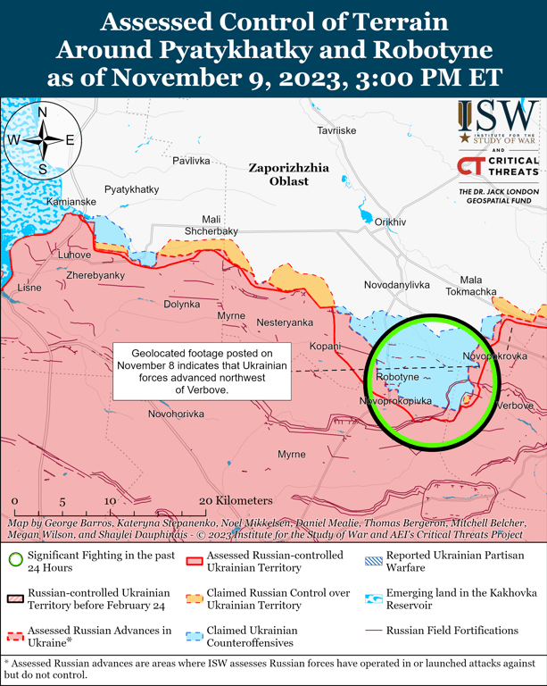 Карта бойових дій на Запорізькому напрямку від ISW