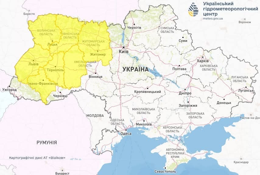 Небезпечні метеорологічні явища 25 червня 2025 року 