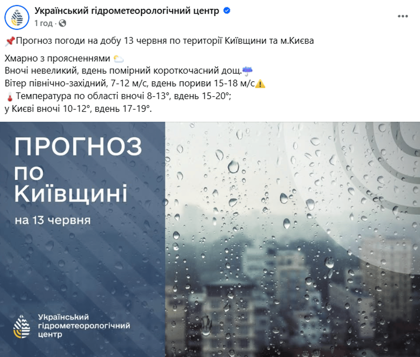 Погода у Києві 13 червня