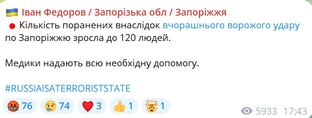 постраждало 120 людей
