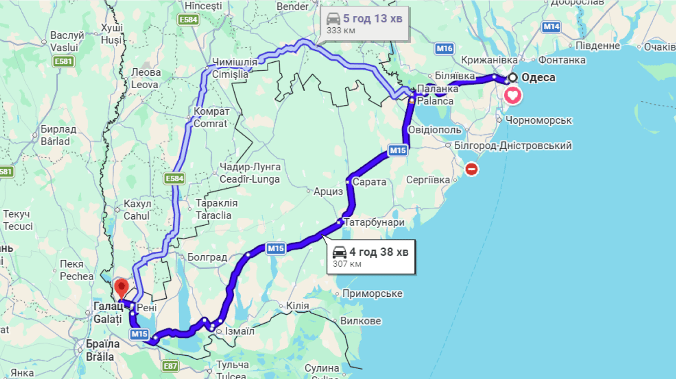 Затори на трасі Одеса-Рені