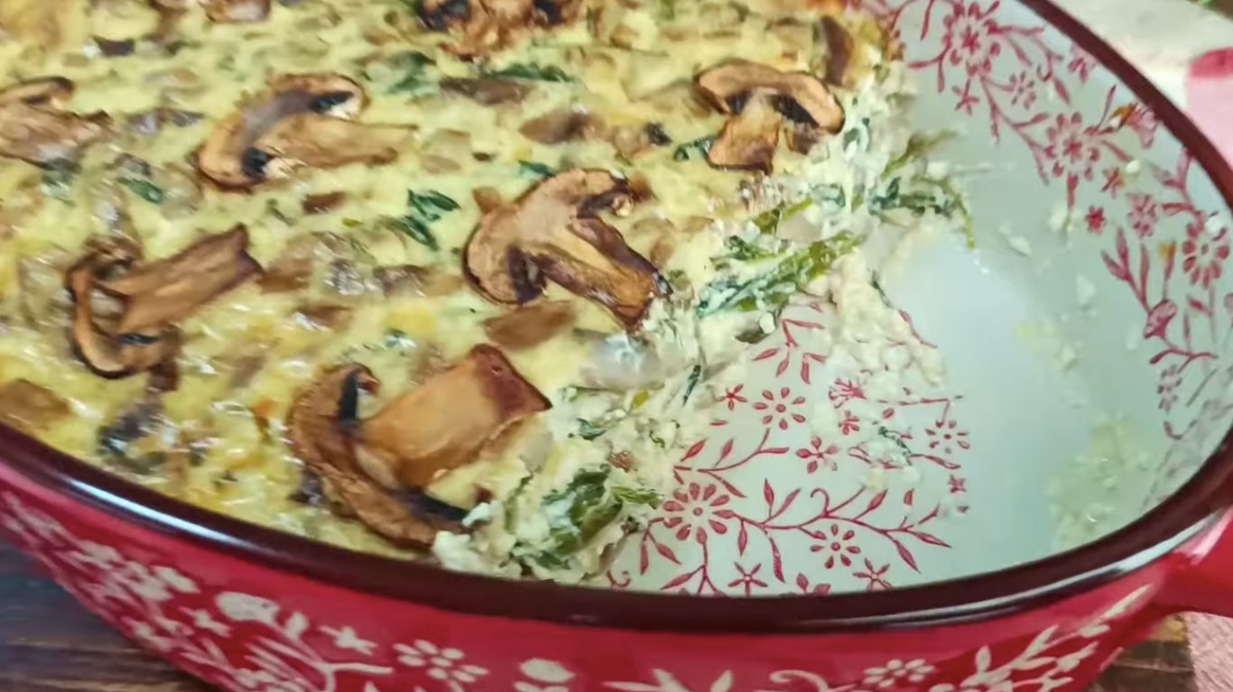 рецепт запіканки з печерицями та сиром