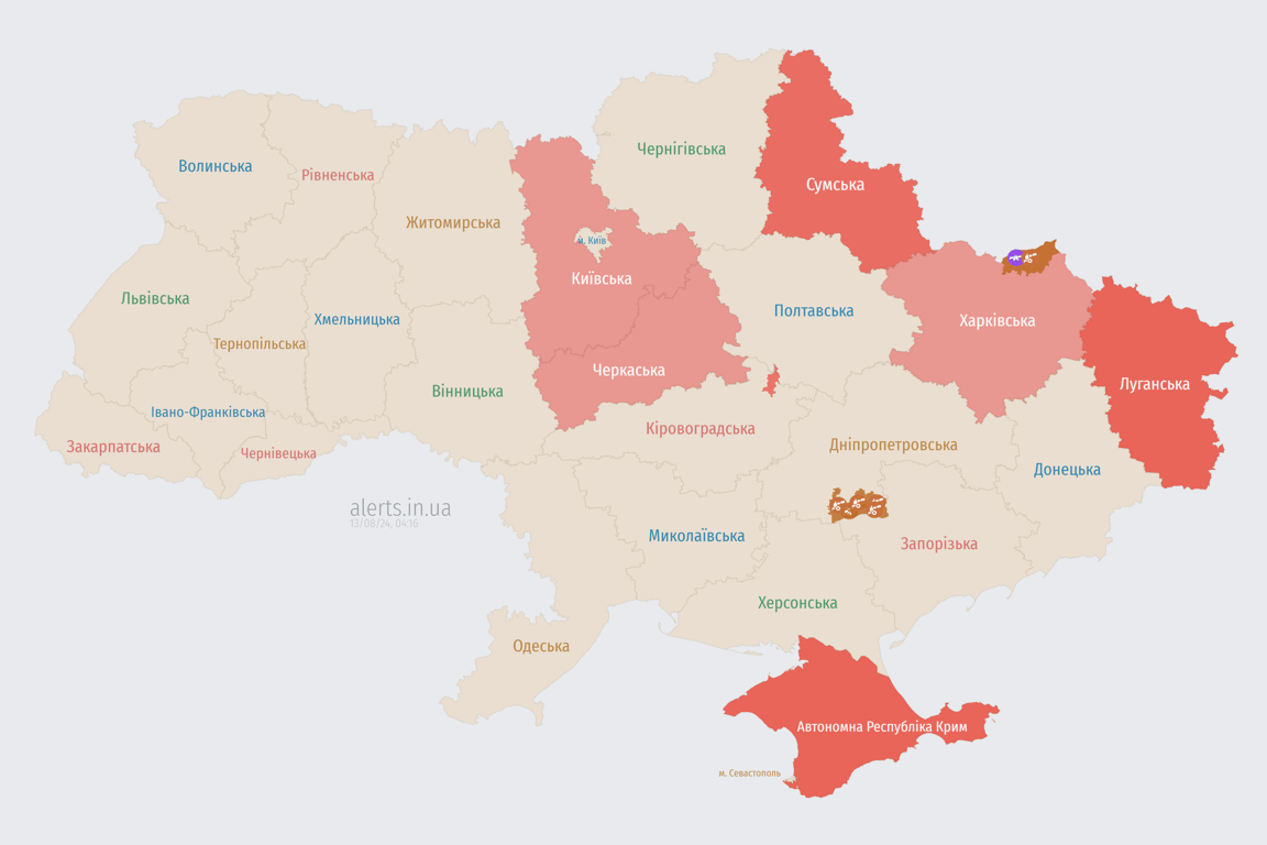 Повітряна тривога в Україні вранці 13 серпня