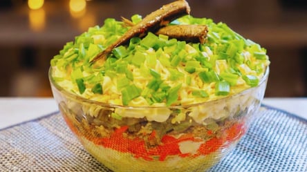 Салат зі шпротами "Балтійський" — 1 банка консерви та 2 яйця - 285x160