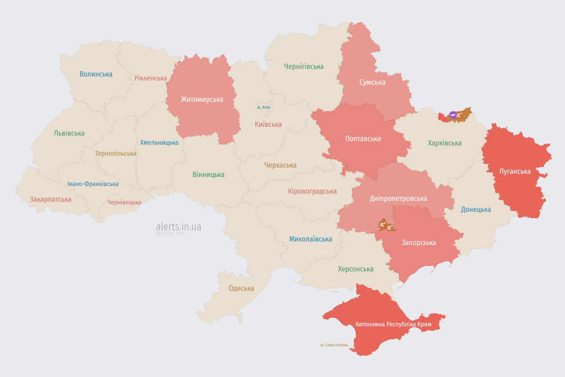 Карта повітряних тривог України
