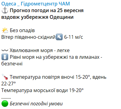 Почти лето – какая погода будет в Одессе 25 сентября - фото 1