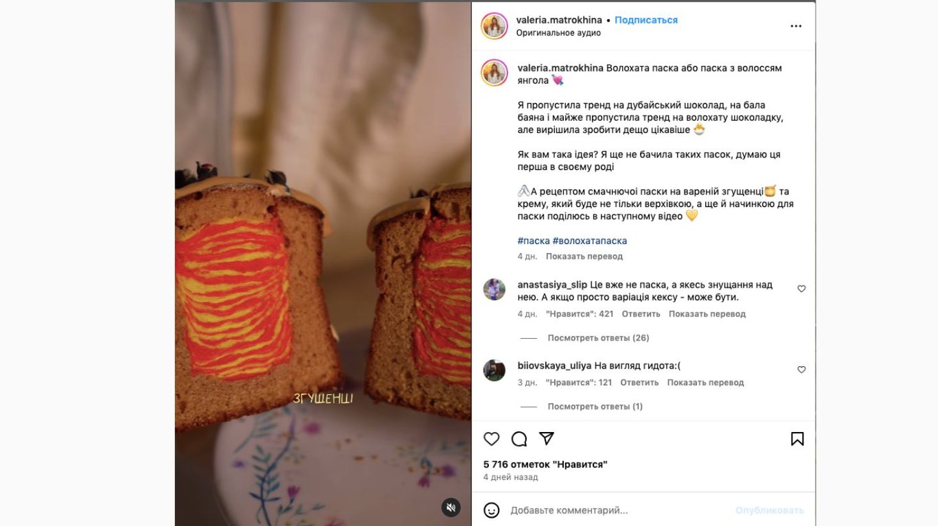 волохата паска з волоссям янгола