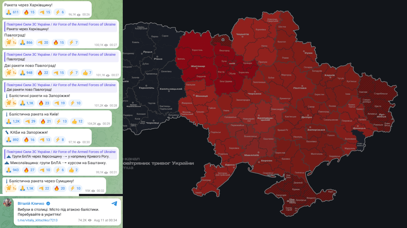 Киев под ударом 11 августа - что известно