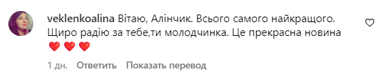 Комментарий со страницы Алины Блажкевич