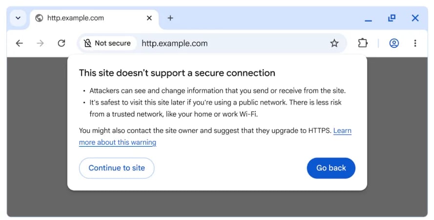 Сообщение про незащищенные HTTPS Google Chrome