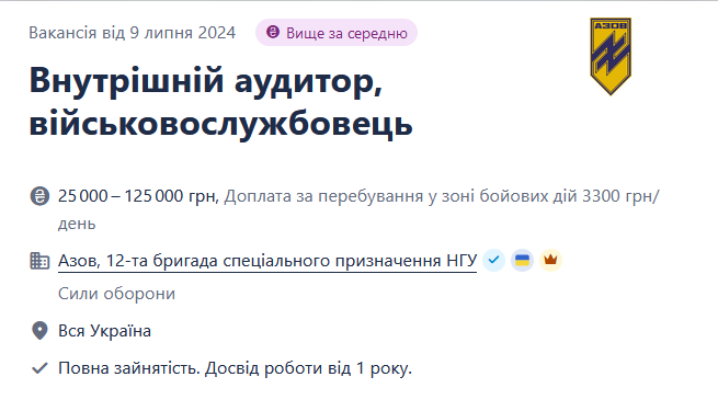 У полку "Азов" бракує внутрішніх аудиторів