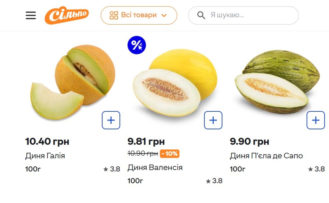Ціни на дині в Сільпо