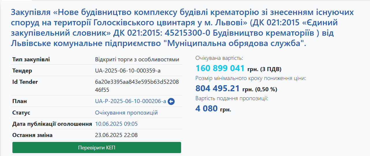 Будівництво крематорію у Львові