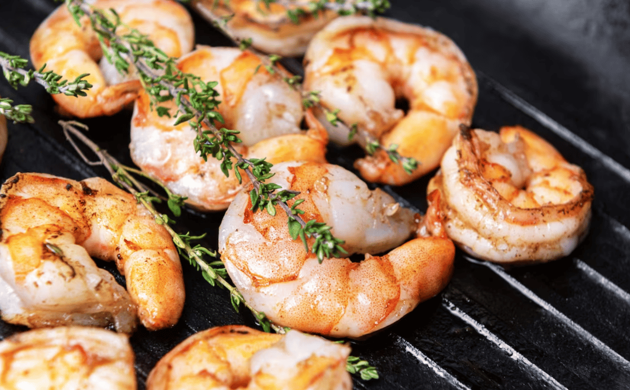 Морепродукты, приготовленные на гриле