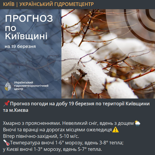погода в Києві 19 березня