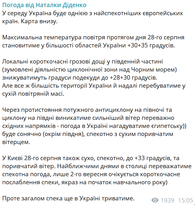 Які області України потерпатимуть від спеки — прогноз погоди на завтра - фото 4