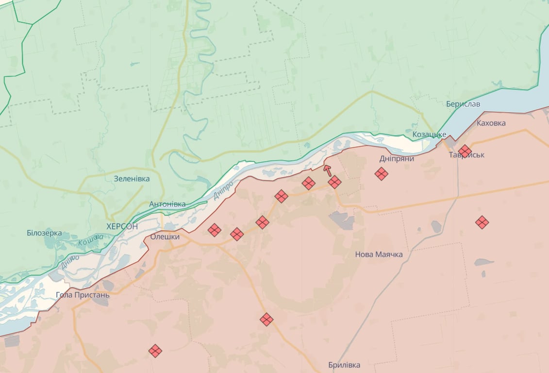 Карта боевых действий на Таврическом направлении от Liveuamap