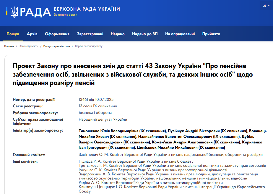 пенсії військових