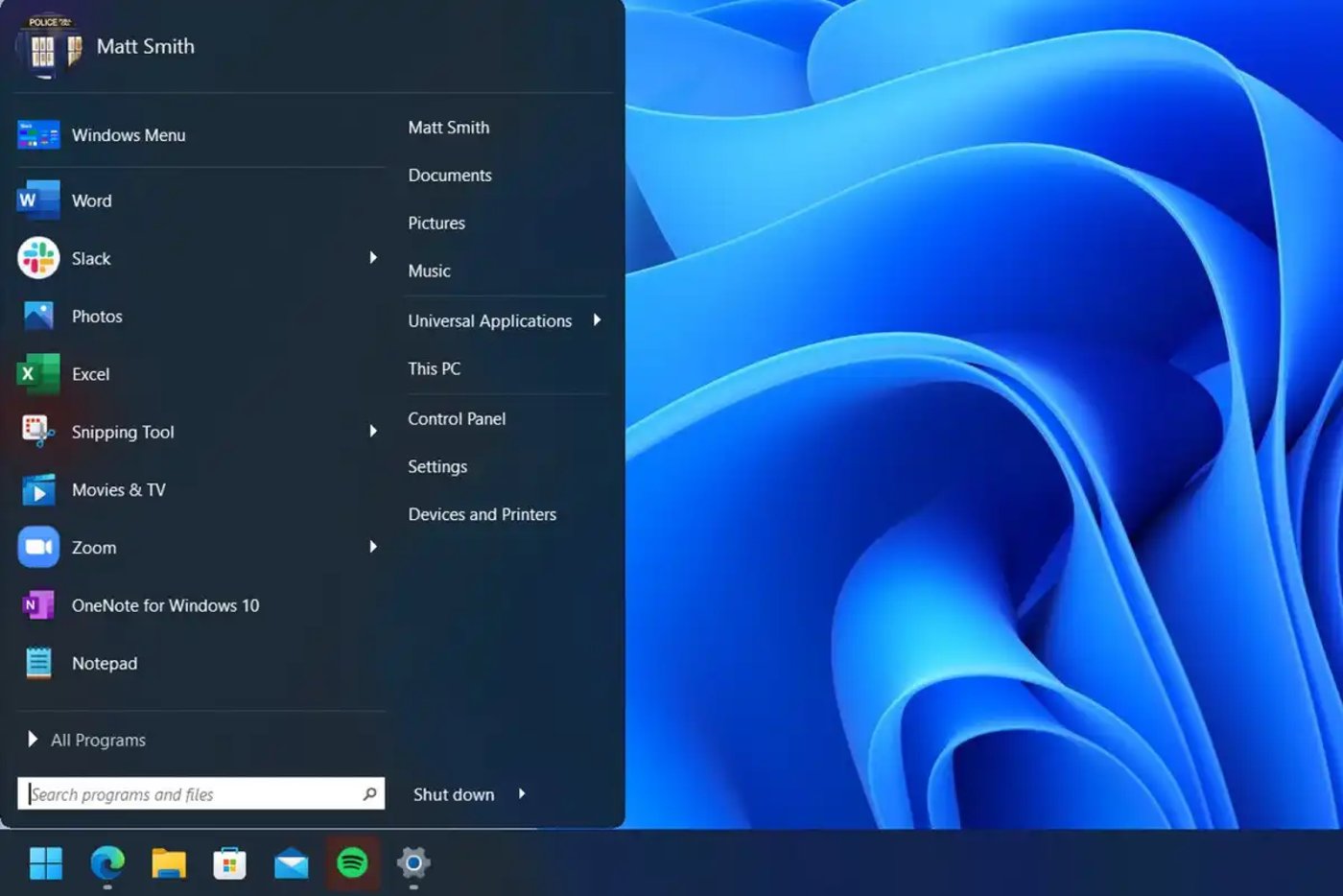 Смена вида "Пуска" в Windows 11