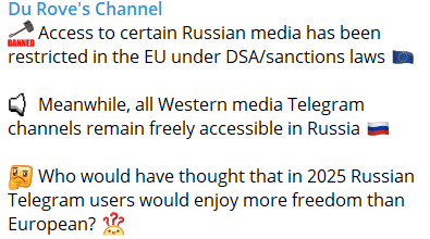 Тelegram обмежує доступ до російських ЗМІ в ЄС через санкції - фото 1