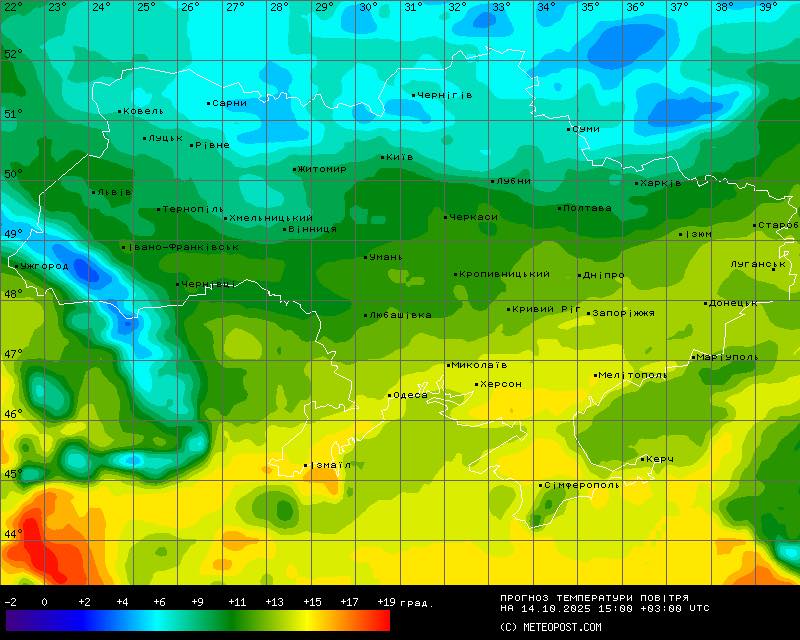 Погода на 14 жовтня
