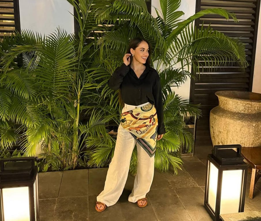 A scarf is an item that can be styled in various ways to complement a look