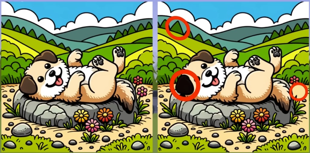 Красивая собачка играет на лужайке — лишь 10% нашли три отличия - фото 2