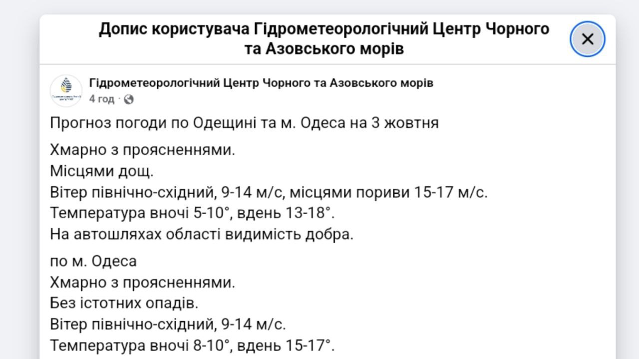 Прогноз погоди
