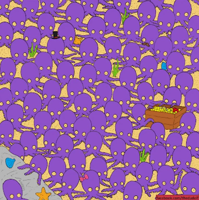На фіолетово-жовтій картинці ховається рибка — її знайдуть лише найрозумніші - фото 1