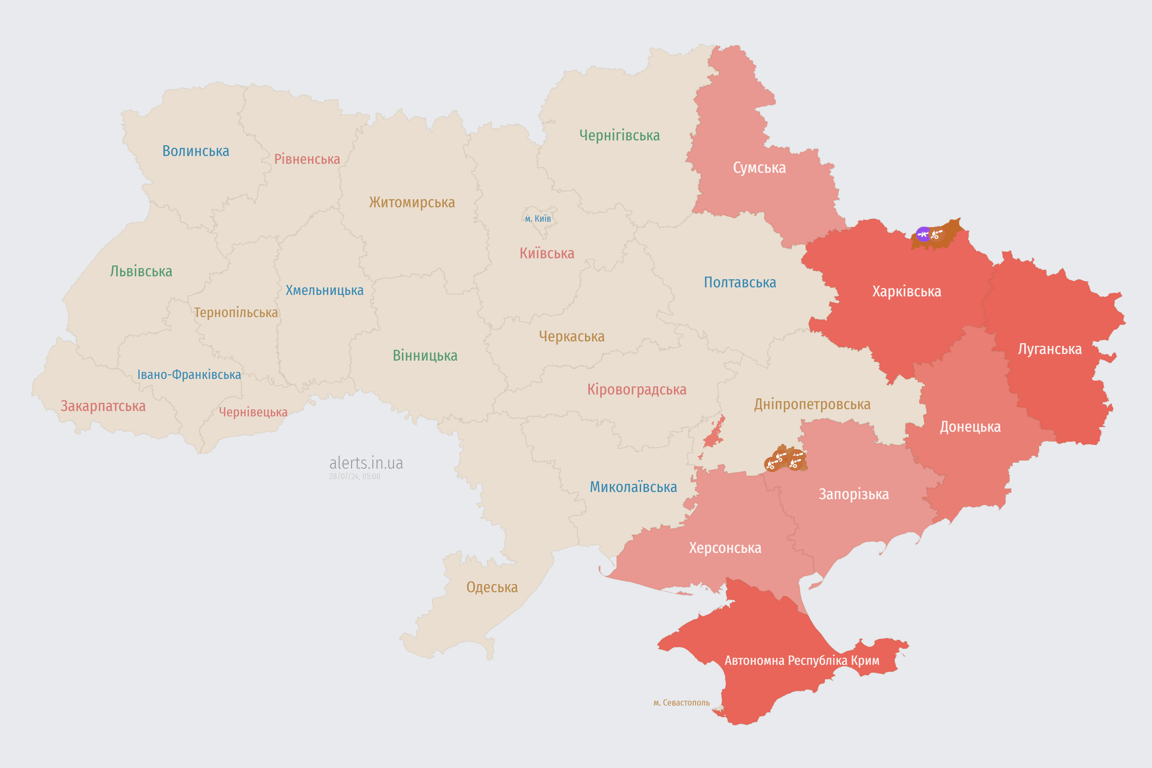 Ранкова повітряна тривога в Україні 28 липня
