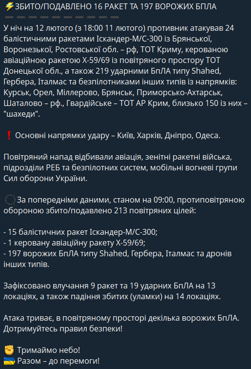 Робота ППО 12 лютого