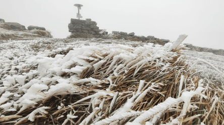 На горе Поп Иван выпал снег и ударил сильный мороз — фото - 285x160