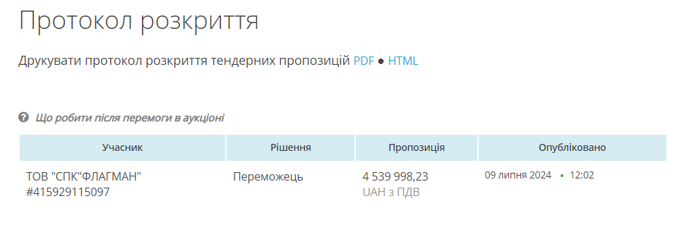  ТОВ "СПК"ФЛАГМАН"" отримав підряд