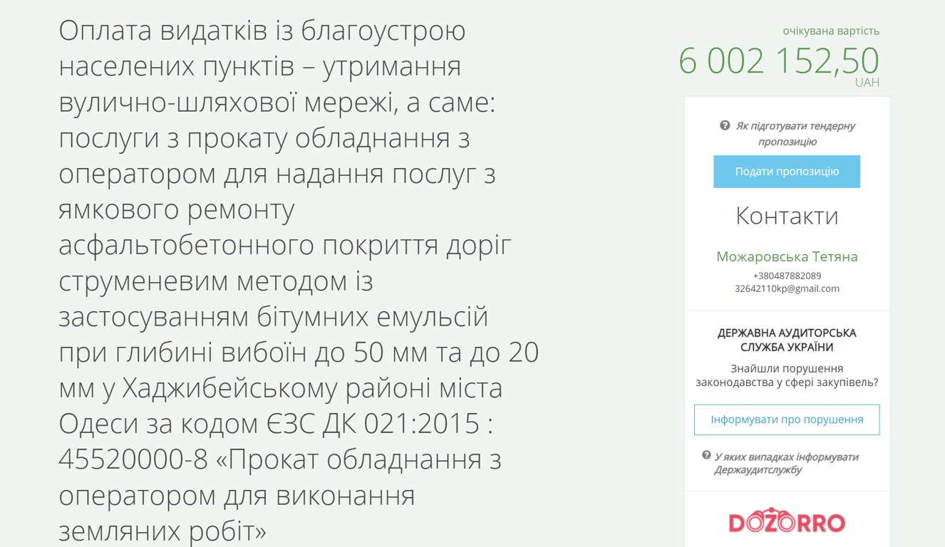 Тендер на оренду обладнання