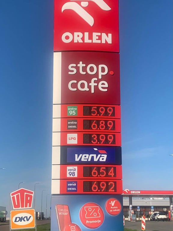 Ціни на АЗС у Польщі 22 квітня 2026 року