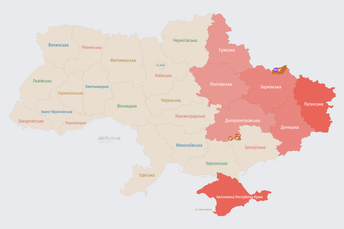 Карта воздушных тревог