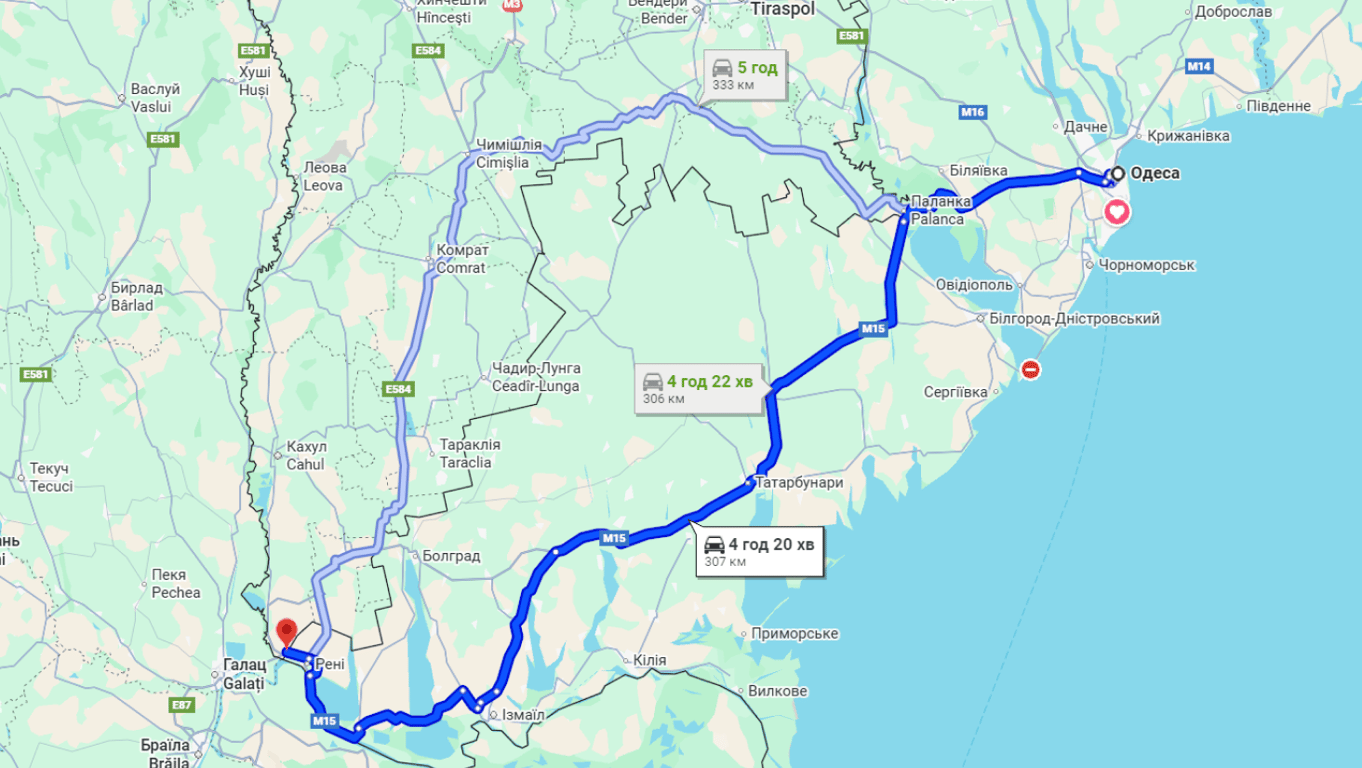 Затори на трасі Одесі-Рені