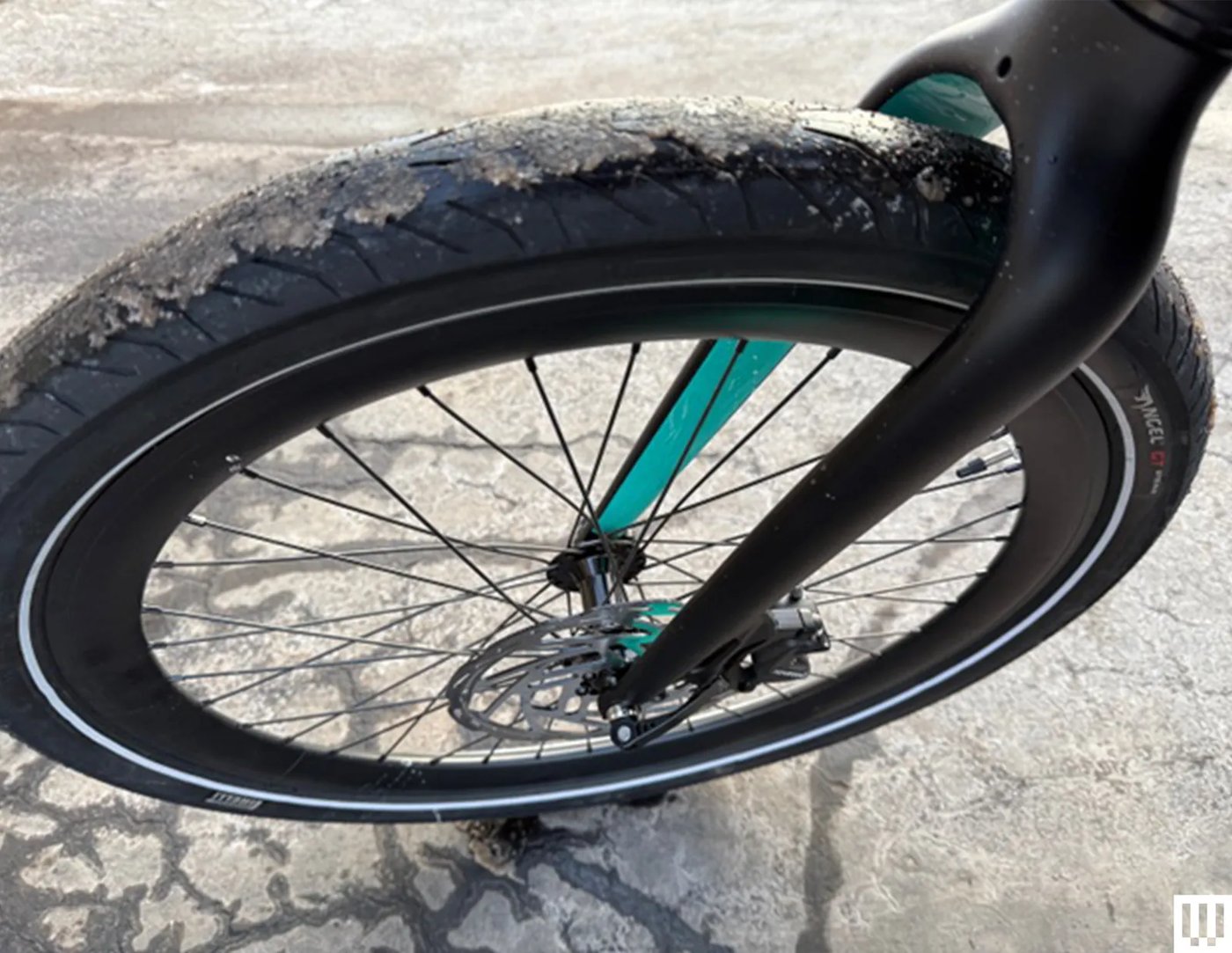 The wheel of the AMG F1 Track Edition electric bike. Photo: Wired