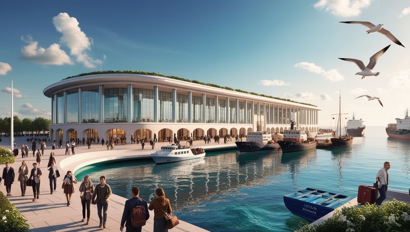 Одеський морвокзал після відновлення. Фото: leonardo.ai