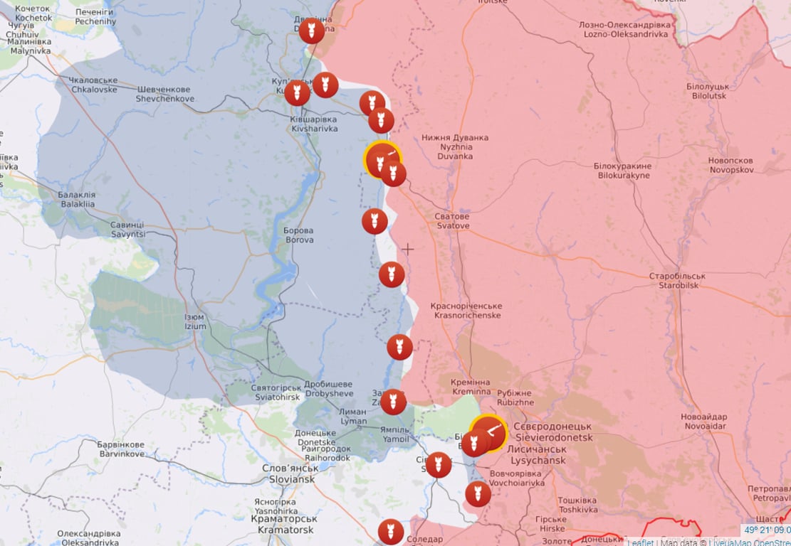 Карта бойових дій від Liveuamap