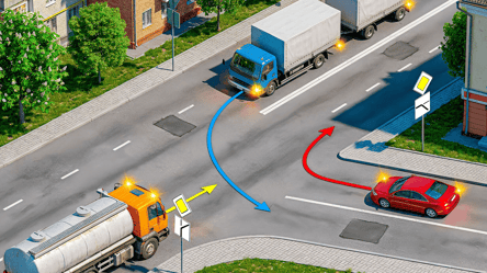 Заплутаний тест ПДР — хто проїде перехрестя останнім - 290x160