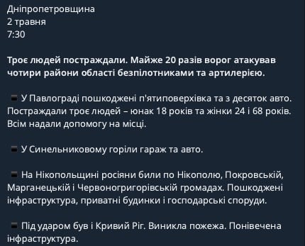 обстріл Дніпропетровщини