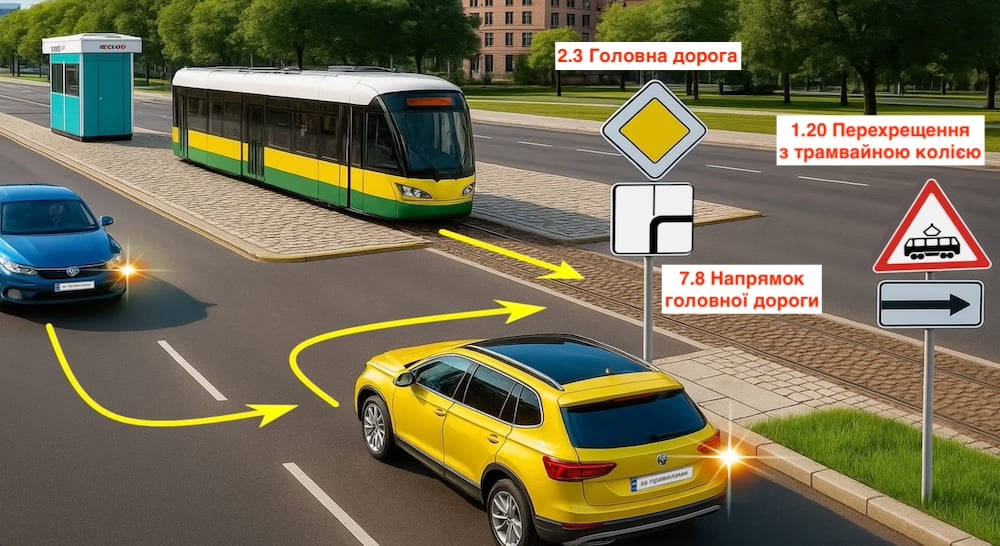 Тест з ПДР: кому має поступитися водій жовтого авто?